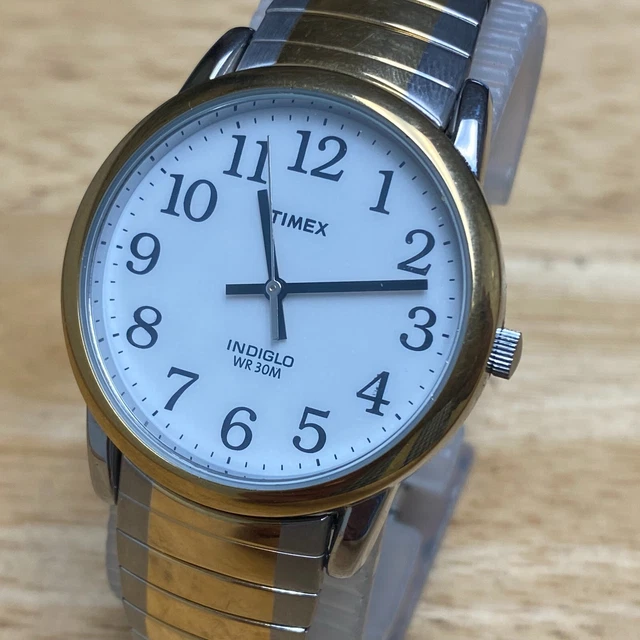 TIMEX INDIGLO MEN 30m Silver White Military Dial Analog Quartz Watch~New  Battery EUR 38,10 - PicClick IT
