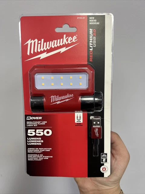 Luz de inundación giratoria plegable recargable Milwaukee 2114-21 LED REDLITHIUM USB