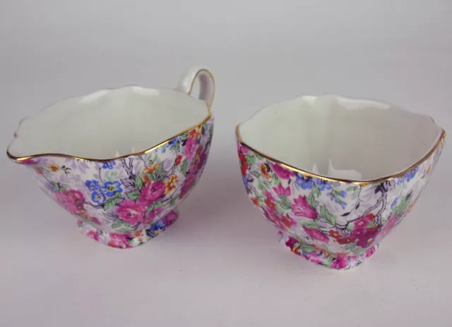 Creamer + Sugar Bowl Lord Nelson Ware Marina Chintz vintage earthenware