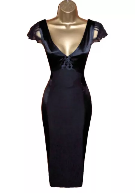 Karen Millen  Uk 10  (Us 6)  Stunning Black Silk Cocktail Evening Dress