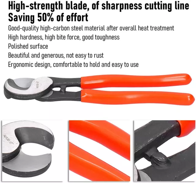 High bite force 10" wire cutters heavy duty High-carbon steel upto 70mm2 NEW