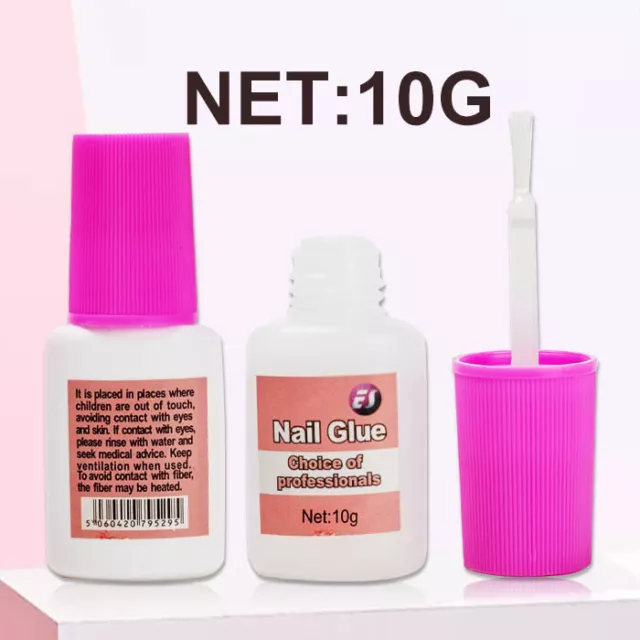 NAIL GLUE 10g EXTRA STRONG Professional Instant Brush On False Nail Tip Adhesive