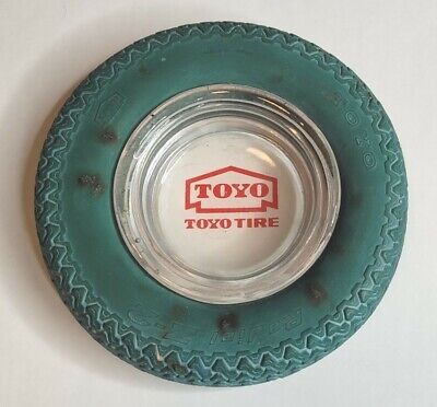 Vintage Toyo Tires Advertising Ashtray W/ Green Tire Radial Z-2 Made In Japan