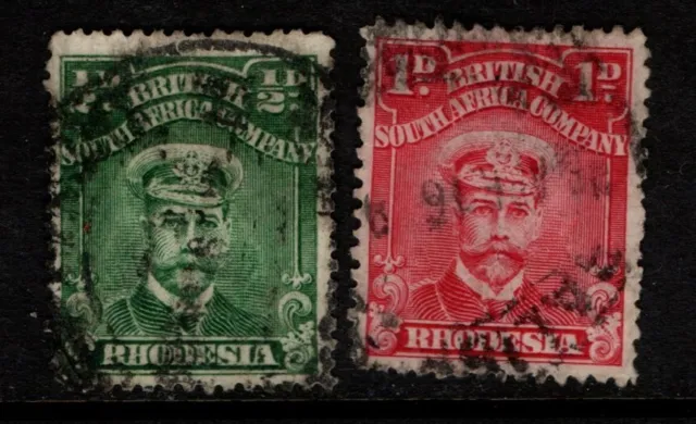 Rhodesia British South Africa Company 1913 1922 ½d, 1d perf 14 SG187, 194 Used