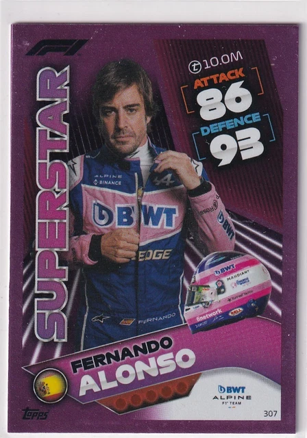 Topps F1 Turbo Attax 2022 Formule 1 307 Fernando Alonso Superstar Rose Parallel