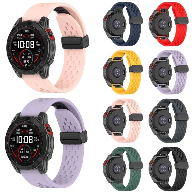RanBluu QuickFit 26mm Nylon Cinturino per Garmin fēnix 8 51mm/Enduro 3/Fenix 7X/7X Pro/6X/5X, Chiusura magnetica Cinturini Elastico, Cinturini Sportivi di Ricambio per Garmin Descent Mk3i, Arcobaleno