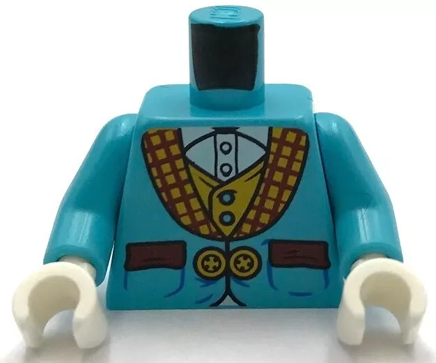 LEGO Nuovo Minifig Medio Azzurro Torso Suit Giacca W/2 Giallo Pulsanti Tasche