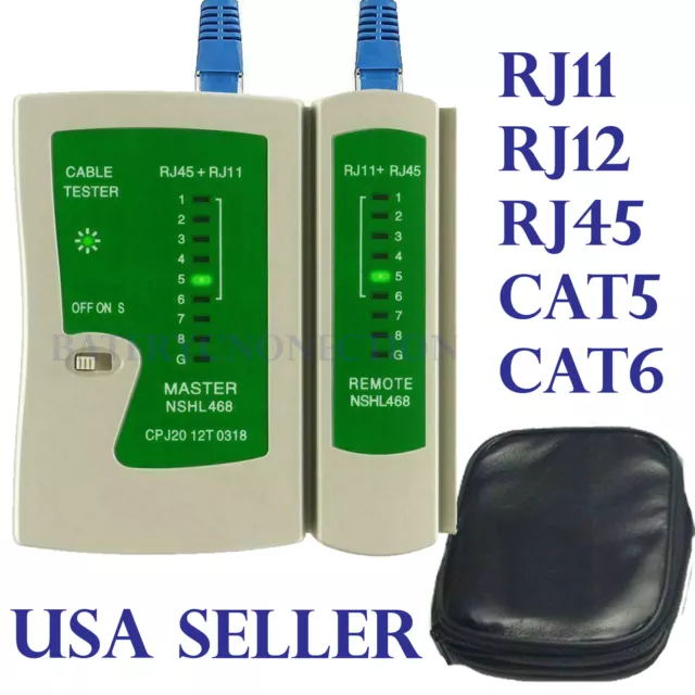 Cat5 CAT6 RJ11 RJ12 RJ45 Network Ethernet Lan Internet Cable Tester Test Tool US