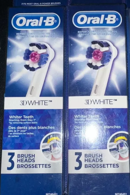 ORAL-B 3-D White Replacement Toothbrush Tooth Brush Heads 100% Authentic 6 Total