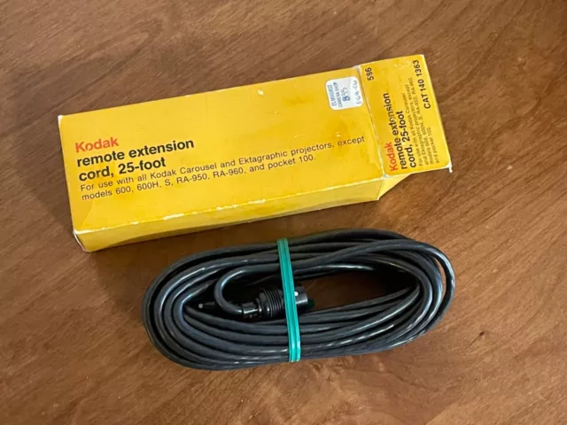Cable de extensión remoto Kodak de 25 pies para carrusel y proyector de diapositivas ectagráficas nuevo de lote antiguo