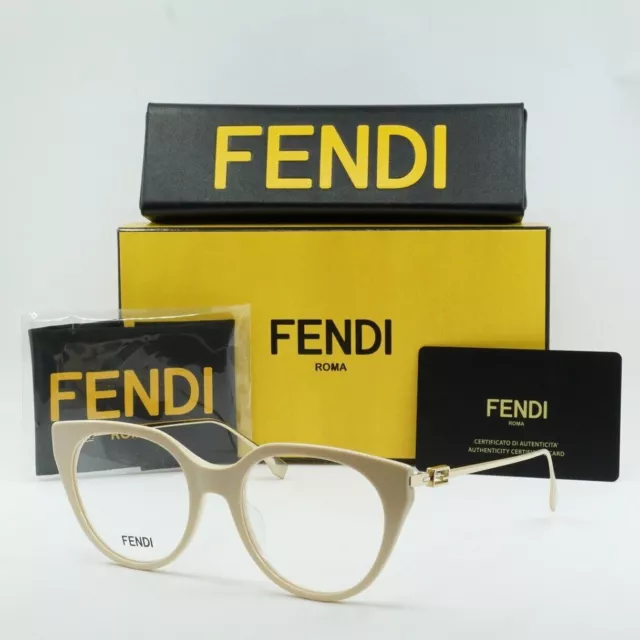 FENDI FE50010I 025 Ivory 53mm Eyeglasses New Authentic