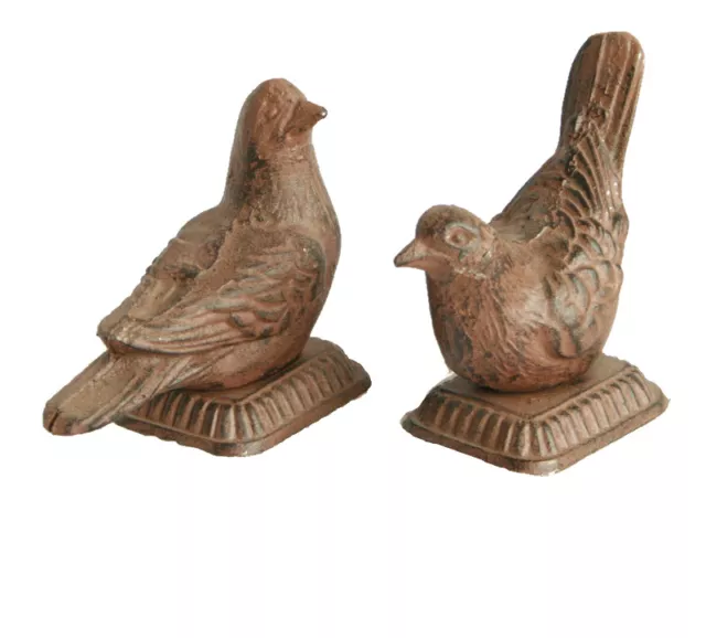 Mr Gecko Cast Iron Doves Hand Made Antique Rust Decor Figurine Statue Pair