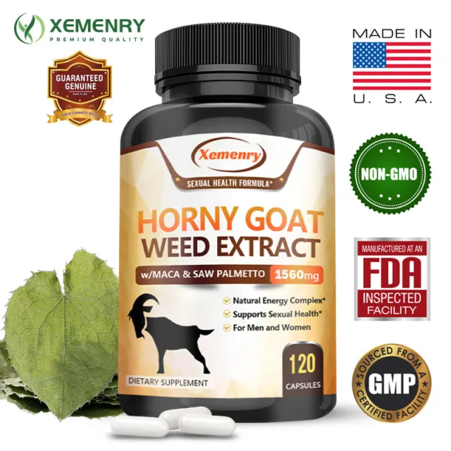 Horny Goat Weed Extract 1560mg - Maca Root, Saw Palmetto - Energy & Endurance