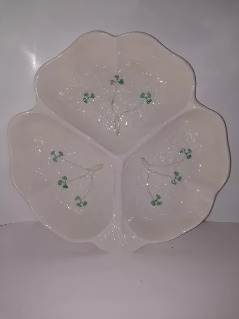 Blarney Woollen Mills 1st Edition Belleek Ireland Shamrock Divided Dish Bowl