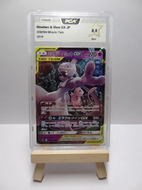 Carte Pokémon " Mewtwo & Mew GX " 029/094 RR - Miracle Twin sm11 - JPN - PCA 9,5
