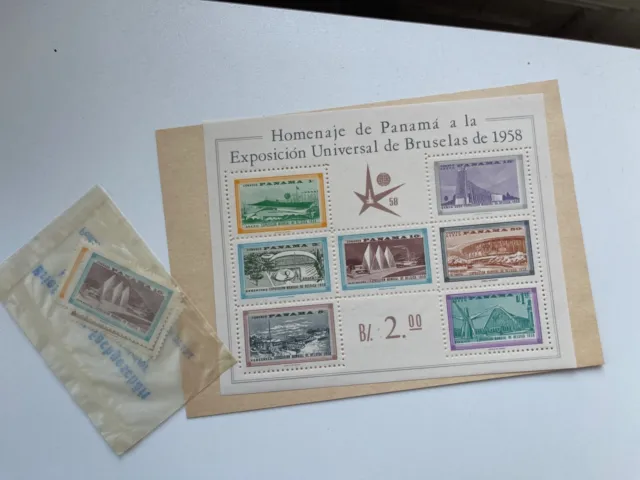 1958, Panama, Bl. 5 und Einzelmarken MNH **
