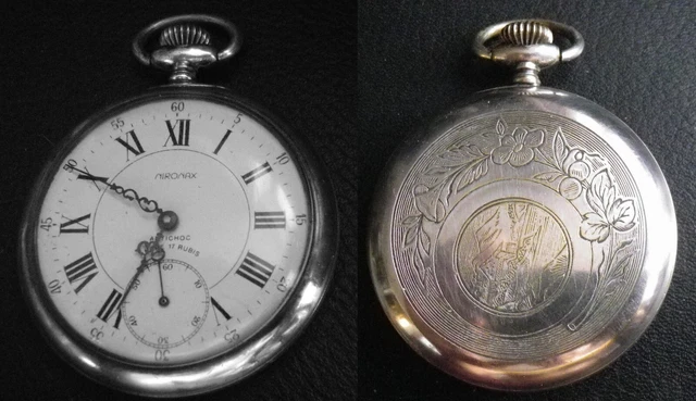 Montre Gousset Ancienne En Métal - à Réviser Ou Pour Pièces, Acier Inoxydable, Vintage