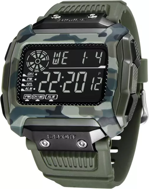 CIVO T218 Orologio Digitale Verde Militare Silicone Impermeabile Sportivo Uomo