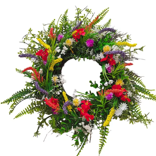 Artificial Flower Wreath Colorful Floral Wreath Front Door Spring Summer Wreath