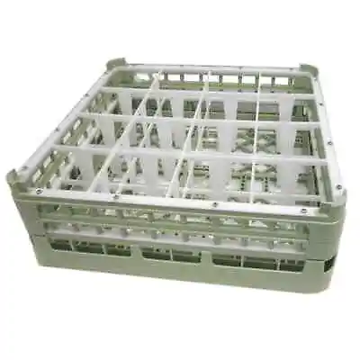Vollrath 5271911 Light Green Full Size Tall 16 Compartment Glass Rack