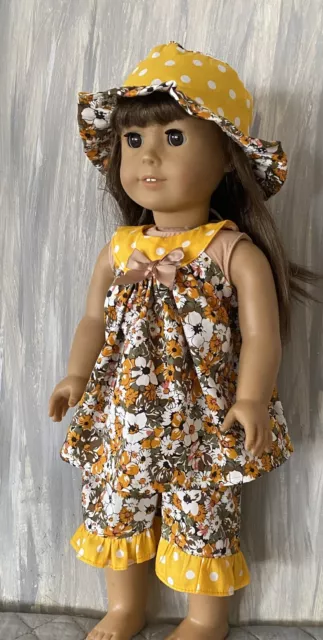 18" OUR GENERATION~AMERICAN GIRL Dolls Clothes❇ 3PC GOLD FLORAL❇TOP❇PANTS❇HAT