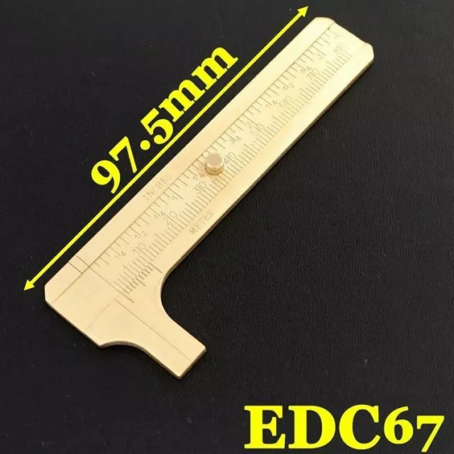 Mini Solid Brass Pocket Vernier Caliper Vintage EDC Measuring tool Ruler 80mm 2