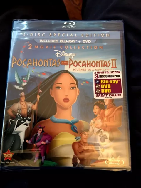 Pocahontas Disney 2-Movie Collection 3-Disc Blu-ray + DVD ) NEW + I Ship FASTER!