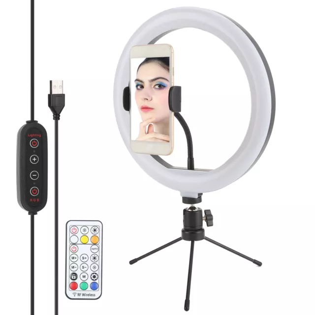 10in LED Fill Light RGB Light With Desktop Tripod For Live Stream Photo AUS