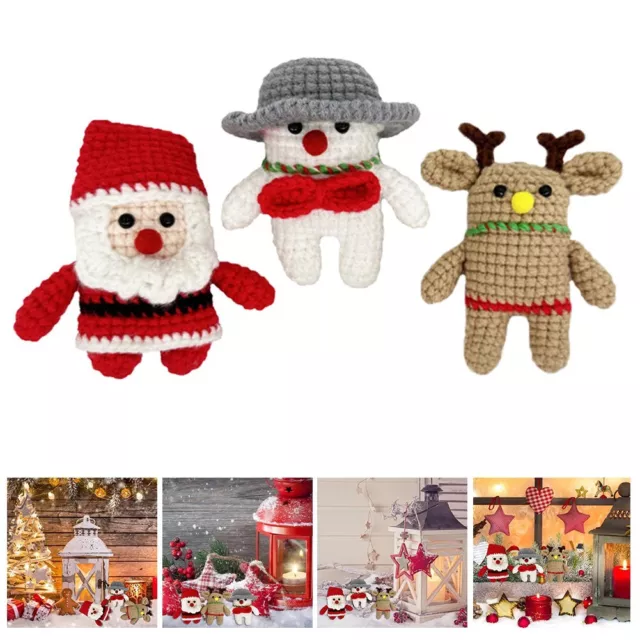 Compact Crochet Kit for DIY For Christmas Ornaments 3pc Material Package