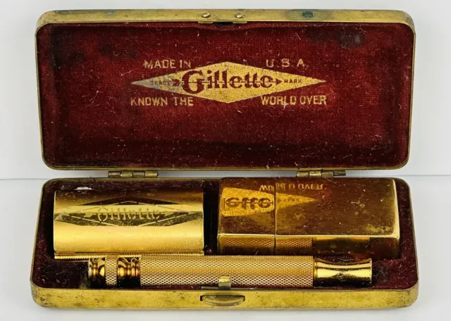 Vintage Gillette Pocket Edition Safety Razor, Case + Razors Inside Blade Safe