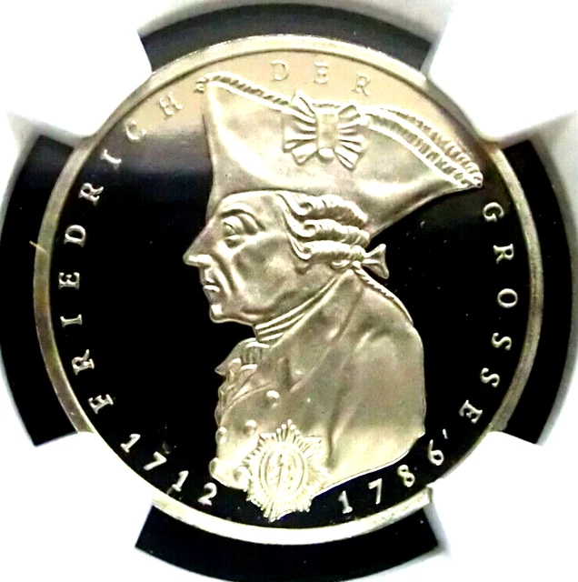NGC PF69 Ultra Cameo-Germany 1986F Frederick The Great 5 Mark Almost Perfect PF