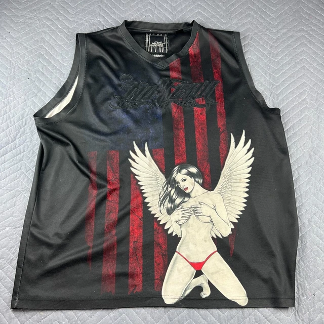 No Fear Shirt Mens 3XL XXL Tank Top Black Woman Angel Wings