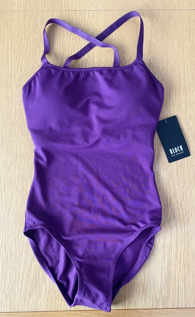Cinturino multidirezionale Bloch taglia P da donna viola Petite nuovo con etichette palestra da ballo Leotard prezzo portaoggetti £28