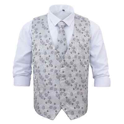 Set camice e cravatta da matrimonio formale rosa floreale argento di DQT