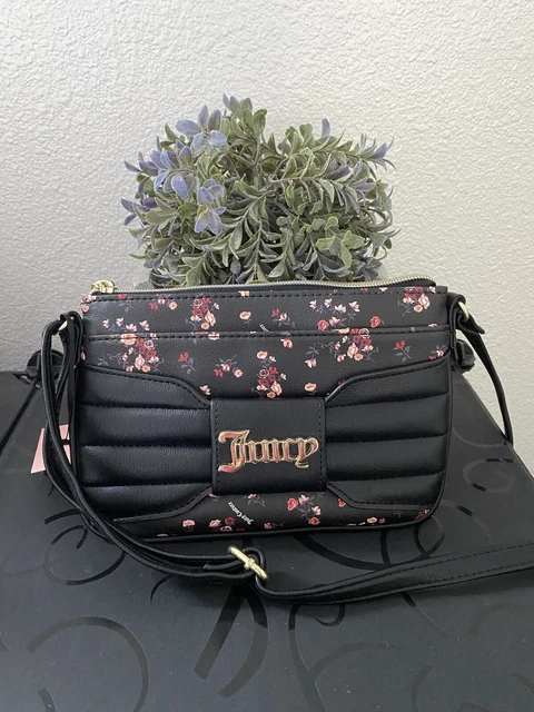 Juicy Couture Ditzy Rose Black Pretty Bow Crossbody Bag NWT