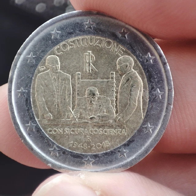 Moneta Rara MONETA RARA DA 2 euro Costituzione con Sicura Coscienza R 1948 - 2018 ...