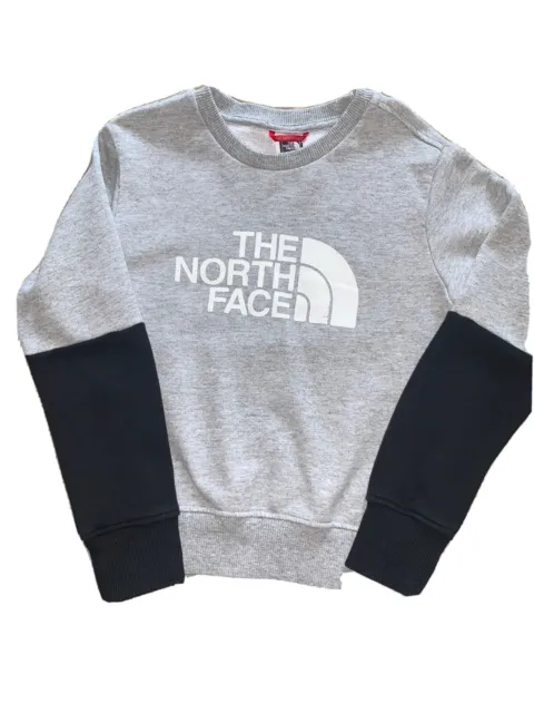 The North Face Youth Junior Boys Grey & Black Graphic Sweatshirt Jumper XS