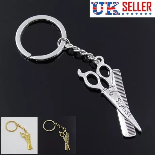 Key Ring Hairdresser Scissors Comb, Keyring, Keychain, Stylist, Barber Pendant