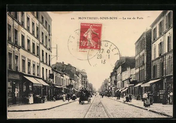 CPA Montreuil-sous-Bois, La rue de Paris 1913