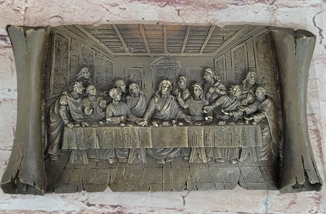BRONZE METAL SCULPTURE JESUS AT THE LAST SUPPER by Leonardo Da Vinci 5 ...