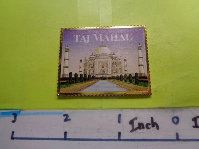Taj Mahal Wonders Of The World Colored 999 Silver Gold Bar Rare Sharp