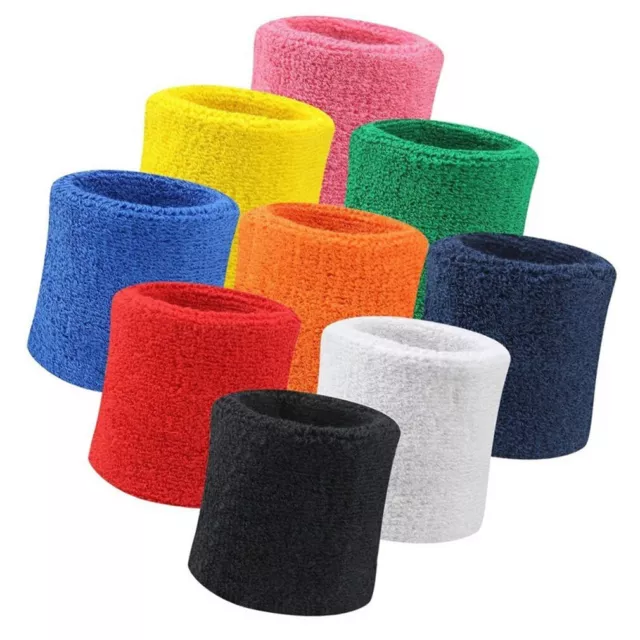 2 x Sports Wrist Sweat Bands Wristbands Unisex Fitness Sweatbands Gym Tennis