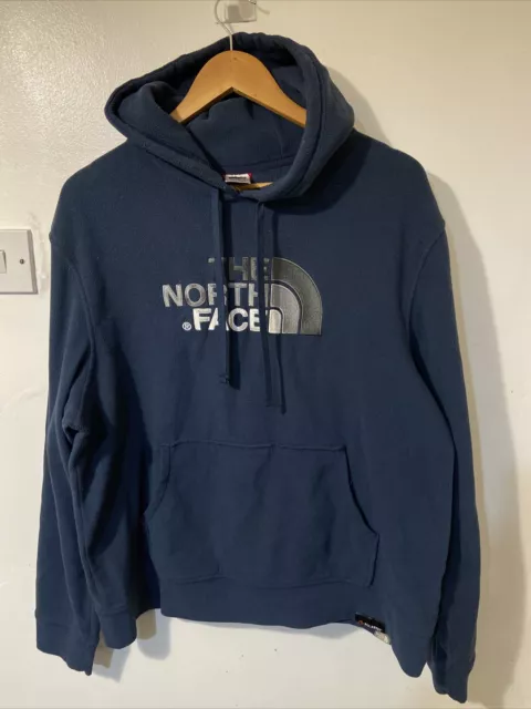 The NORTH FACE POLARTEC FLEECE HOODIE PULLOVER BLUE SIZE LARGE Pit To Pit 24”