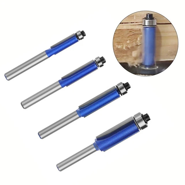 Set De Fraises Affleurantes Baorder 6mm - 4 Pièces Avec Roulement - Pour Bois Et Déroutage