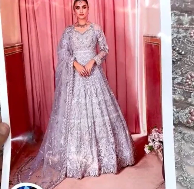 ASIAN INDIAN PAKISTANI Party Wear Wedding Maxi Dress Unstitched