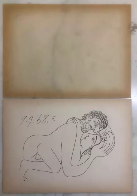 Pablo Picasso Stampa Serie 347 incisioni erotiche 9.9.68. II Dim: 27,4x20,0 cm