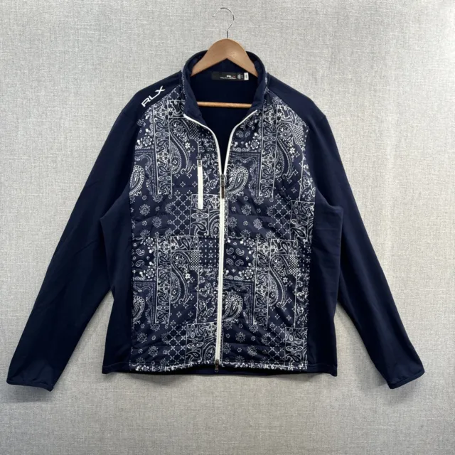 RLX Ralph Lauren Quilted Cool Wool Golf Jacket Mens XL Blue Paisley Full Zip