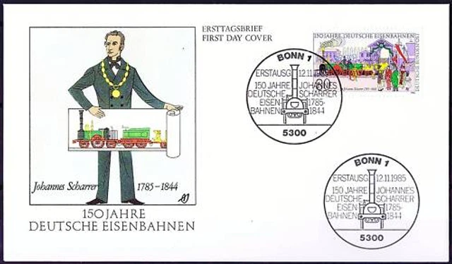 BRD 1985: Eisenbahnen! FDC Nr. 1264 mit den Bonner Ersttags-Sonderstempeln! 1712