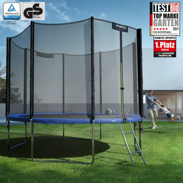 KINETIC SPORTS Gartentrampolin SET mit Zubehör Netz Leiter Regenplane TÜV - GS 3