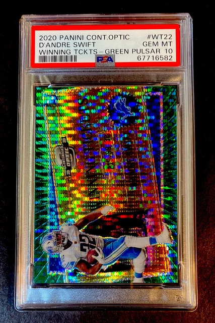 2020 Contenders Optic D’andre Swift Rookie Green Pulsar Winning Tickets /27 Psa